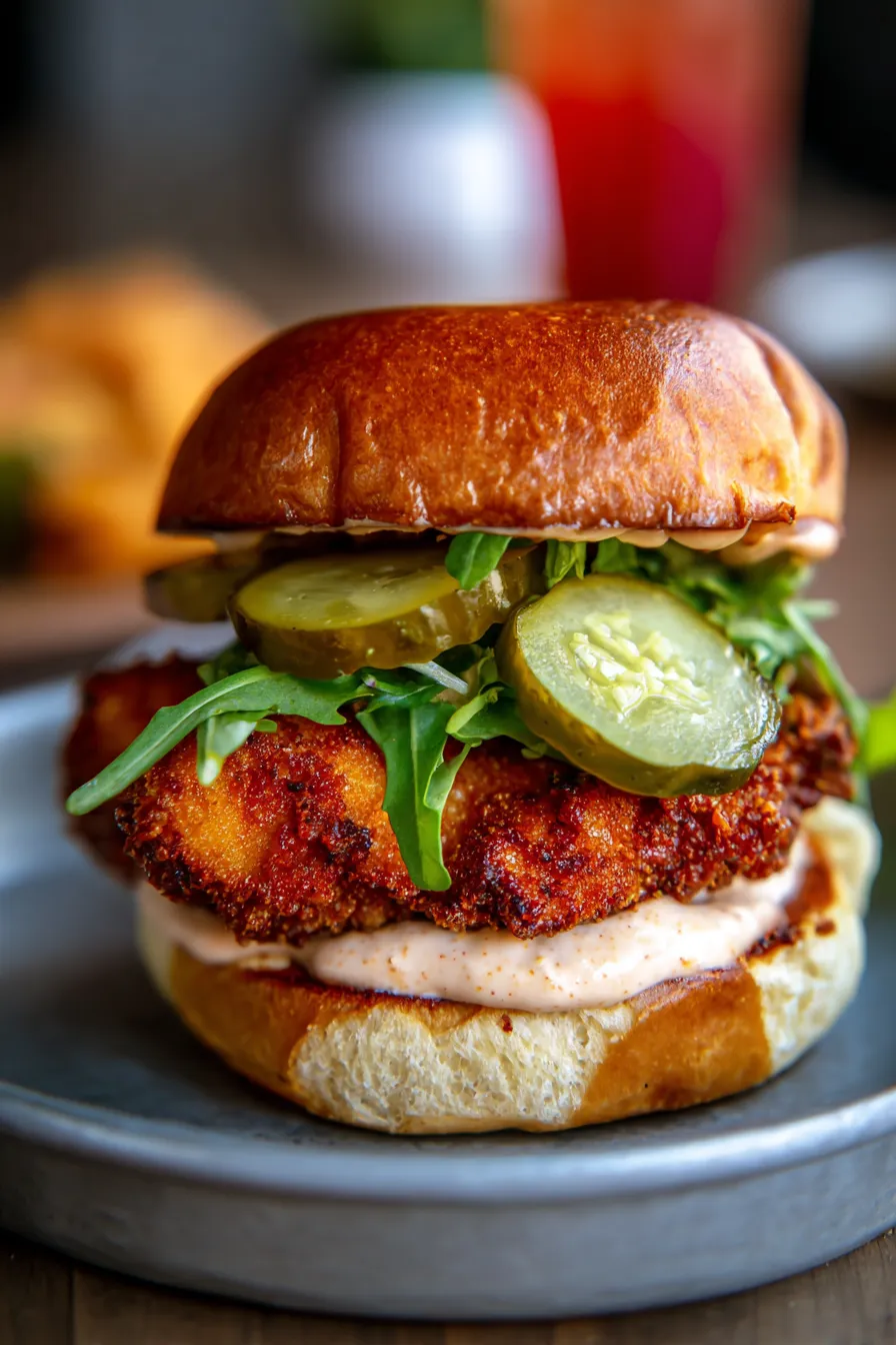 Crispy Chicken Sandwich at Home-sauce-drizzle