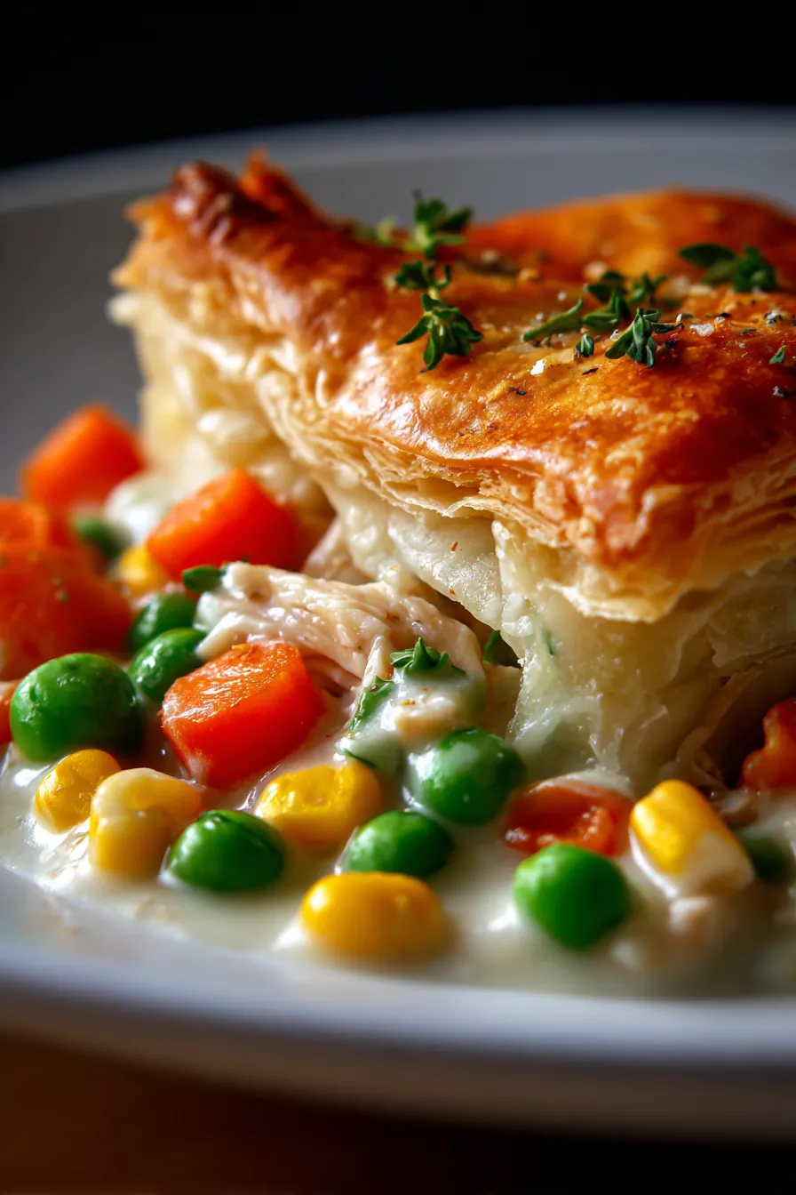 Crock Pot Chicken Pot Pie-serving-warm steam