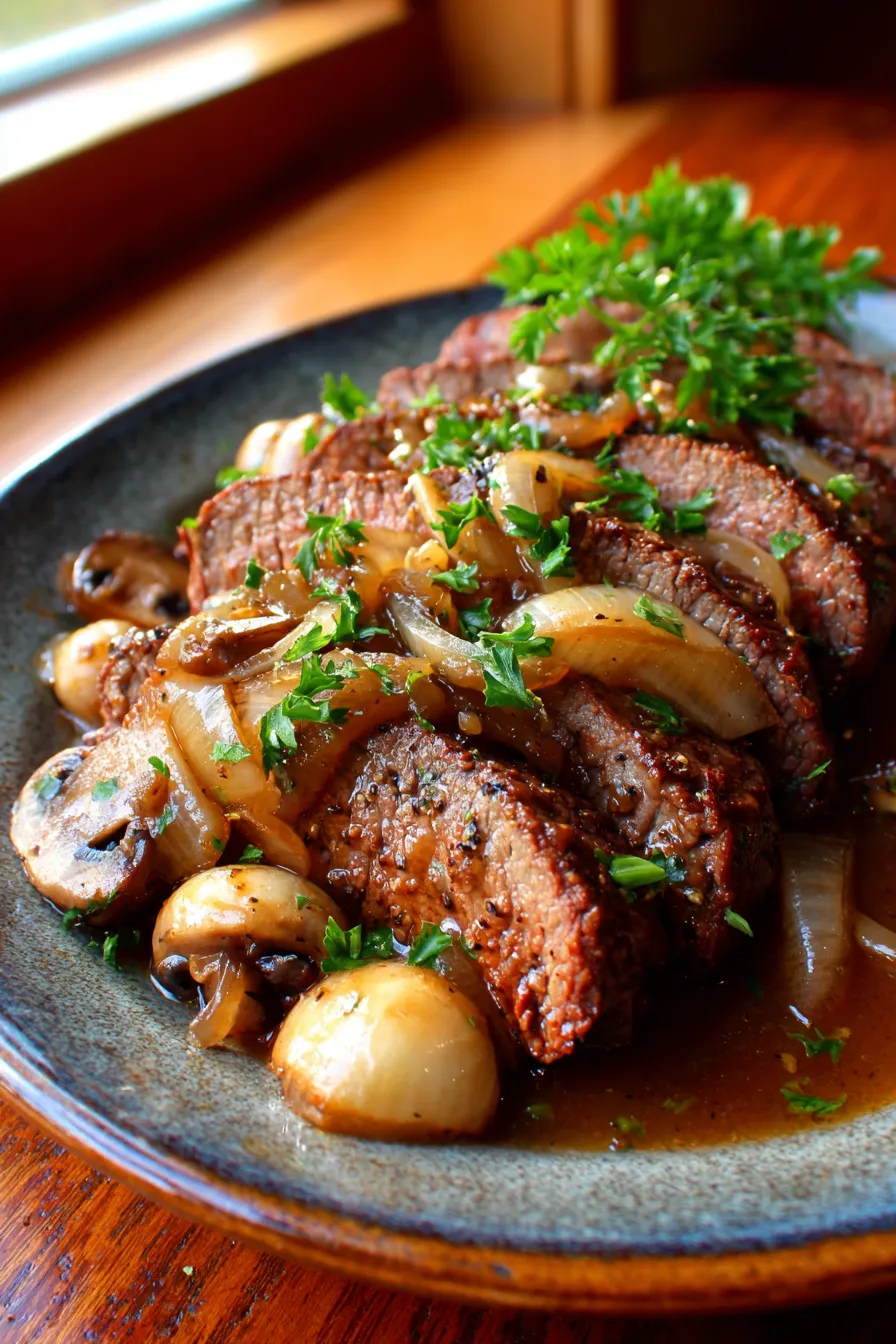 Crock Pot Sirloin Steak and Gravy-texture-closeup