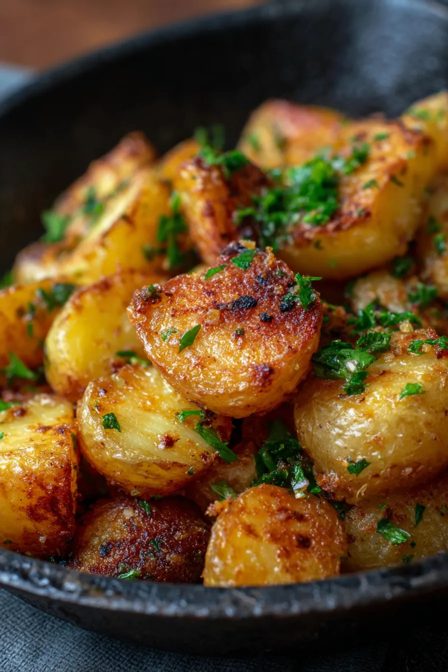 Delicious Crispy Garlic Butter Potatoes – Easy 30-minute Dinner-golden-crispy