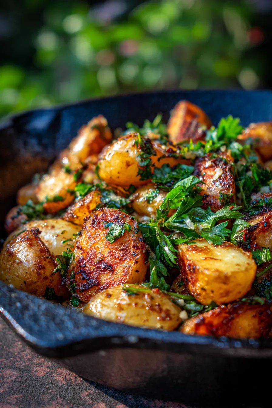 Delicious Crispy Garlic Butter Potatoes – Easy 30-minute Dinner-serving-platter