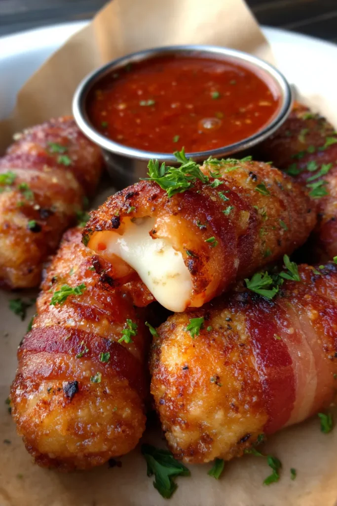 Easy Bacon Wrapped Mozzarella Sticks – Cheesy Appetizer