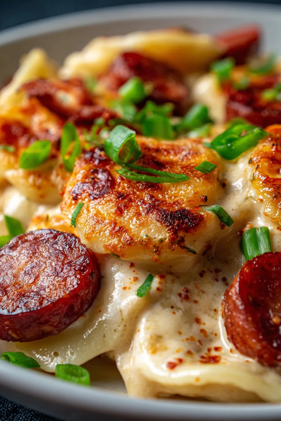 Easy Crockpot Pierogi Casserole With Kielbasa – Creamy Slow Cooker Dinner Recipe-served-rustic