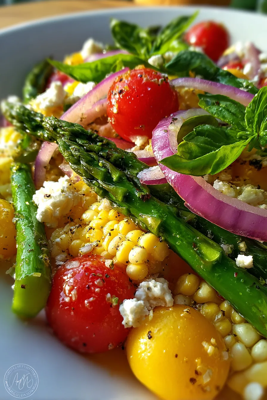 fresh asparagus corn close-up