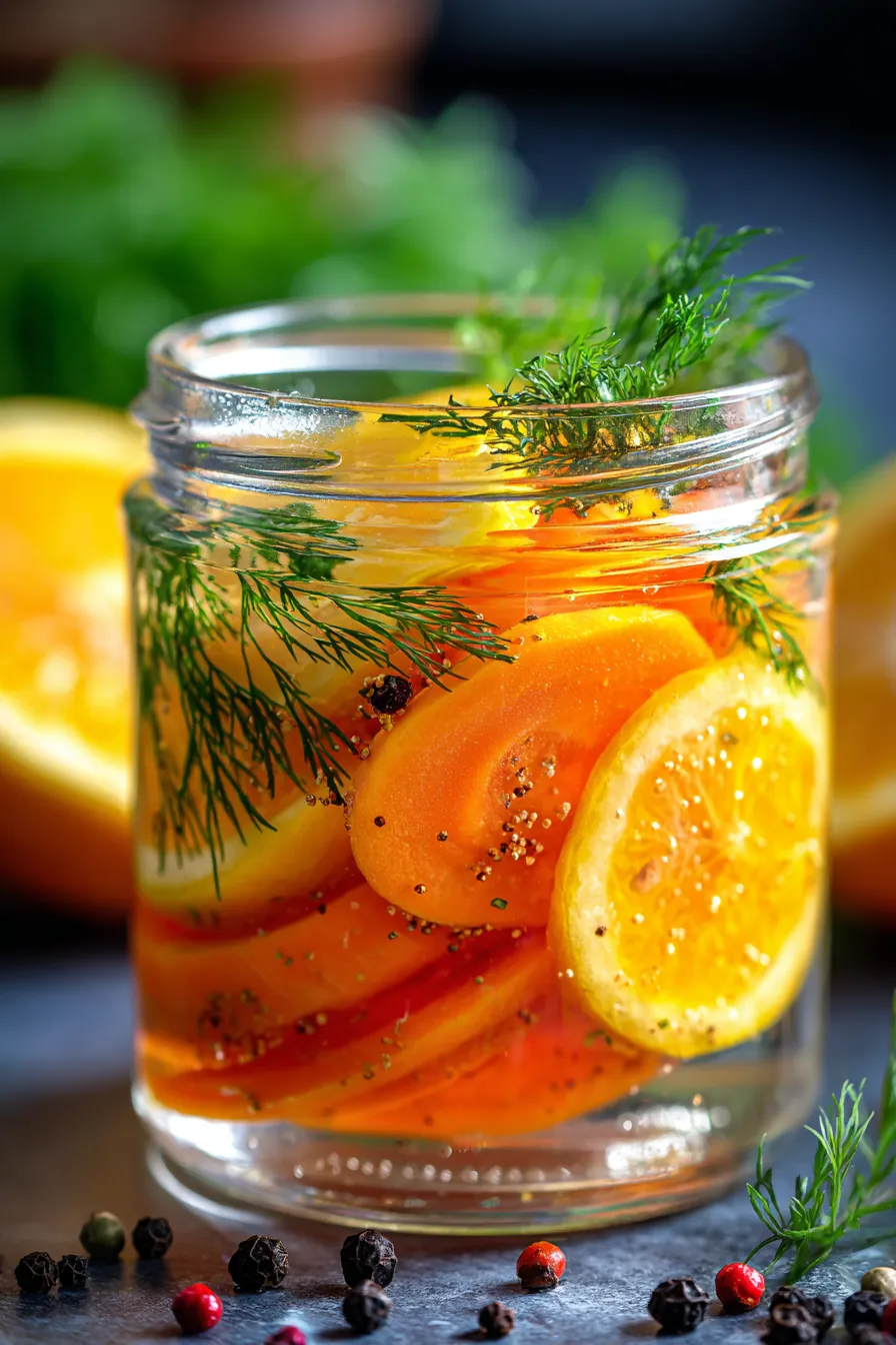 fresh carrots and pickling spices setup