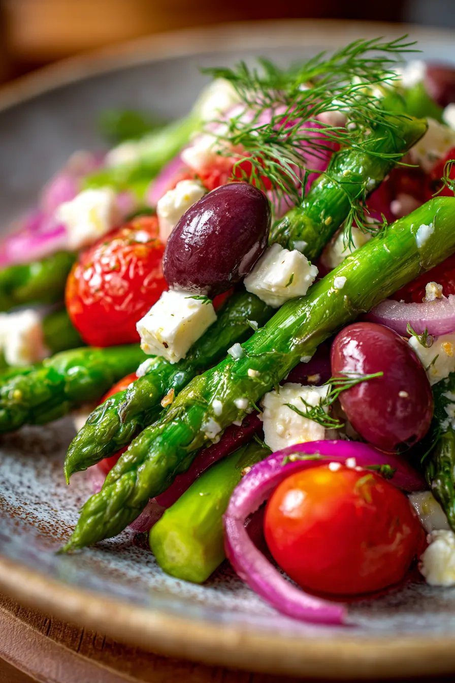 Greek Asparagus Salad • Olive & Mango-texture-vibrant-table