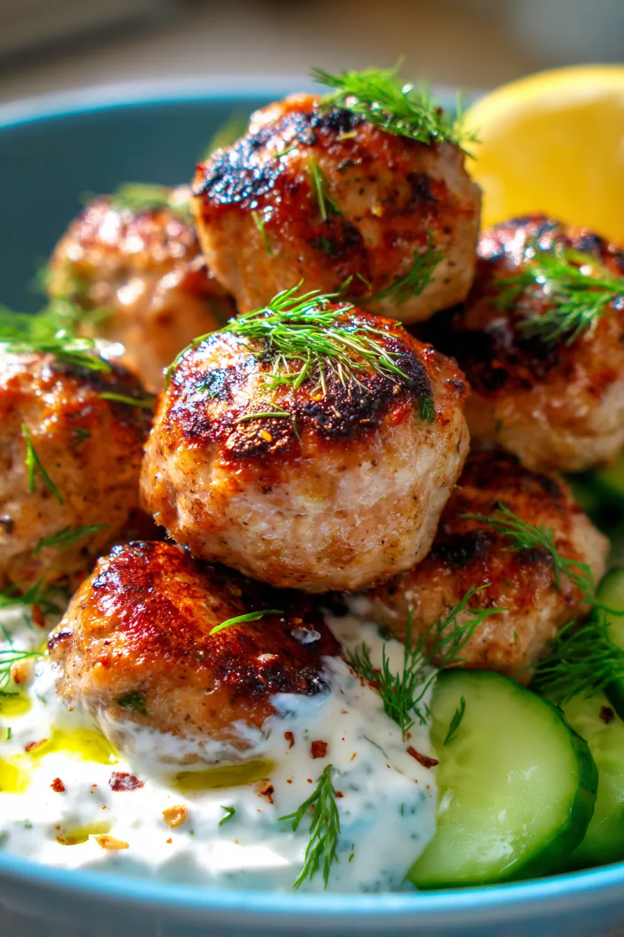 Greek Turkey Meatballs with Tzatziki-ingredients-prep