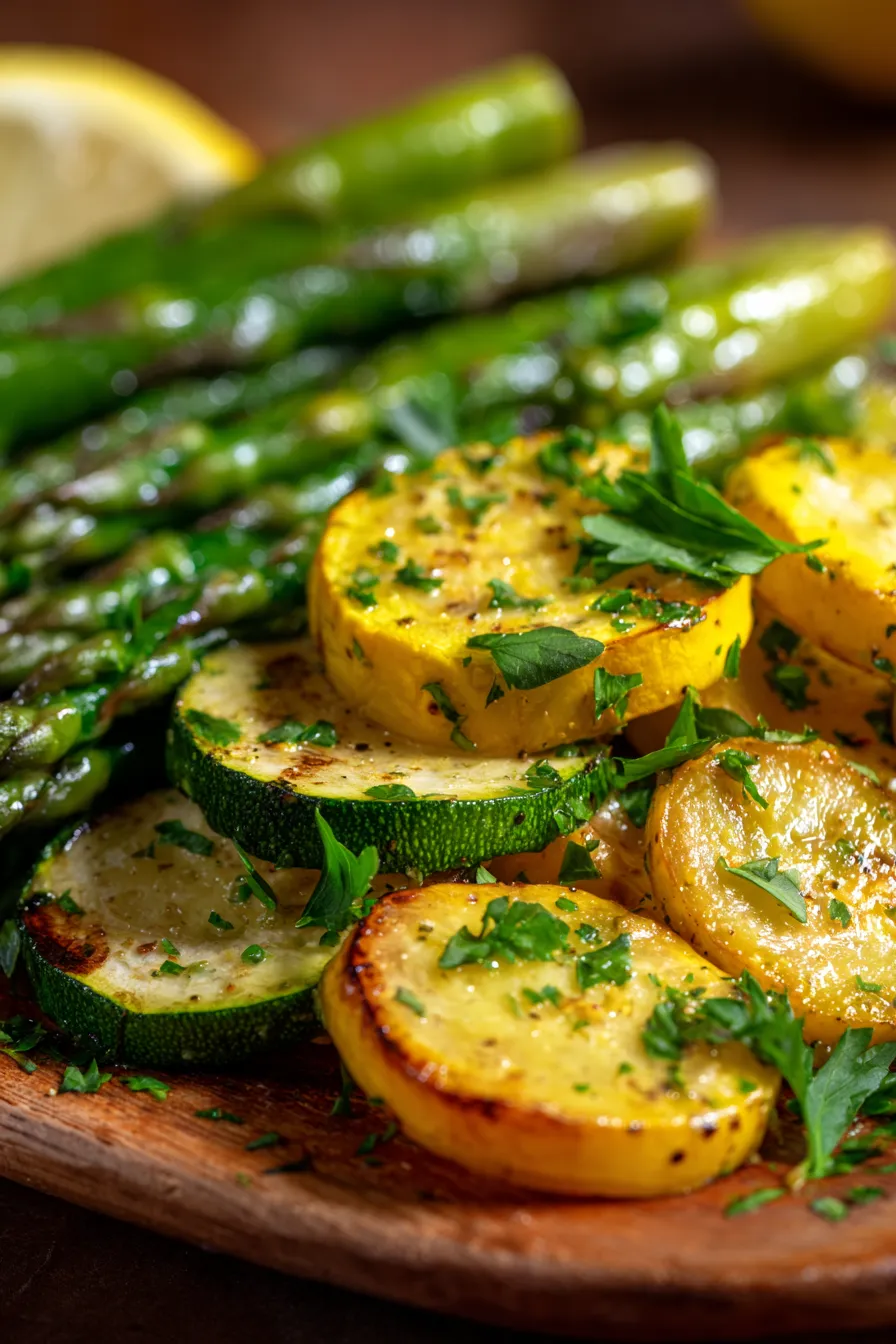 Healthy Asparagus with Zucchini and Squash-garnish-fresh