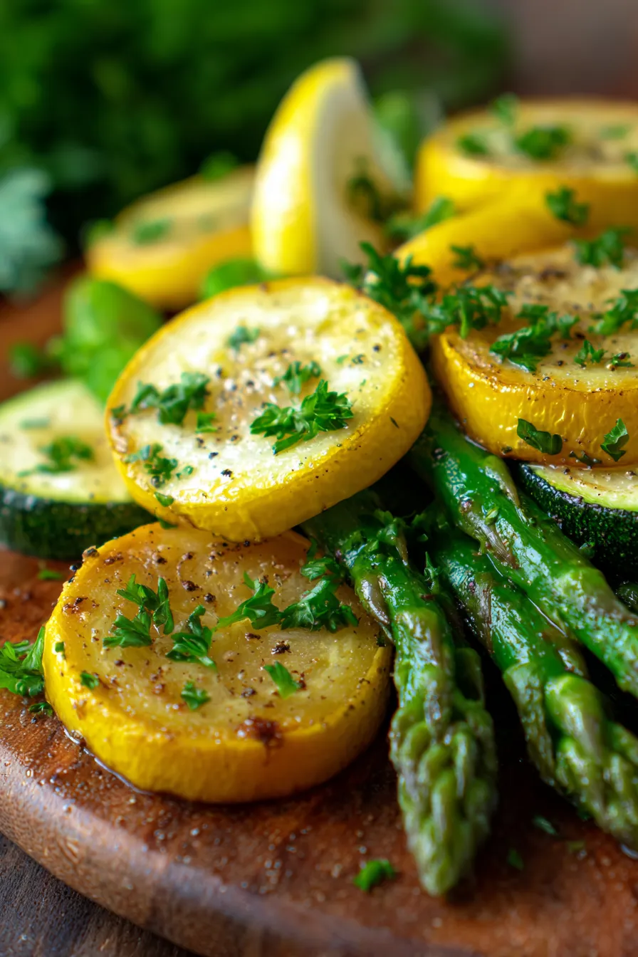 Healthy Asparagus with Zucchini and Squash-platter-overhead