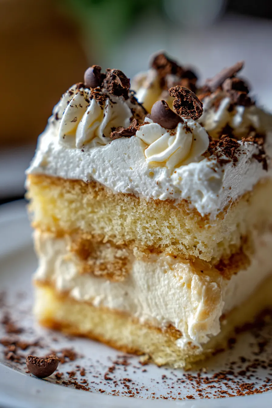 Heaven on Earth Cake: A Delightful Dessert Recipe! - slice on plate - creamy texture - close-up