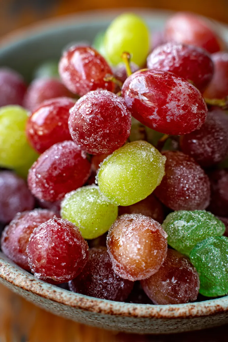 homemade sour patch grapes texture details lime sugar coating