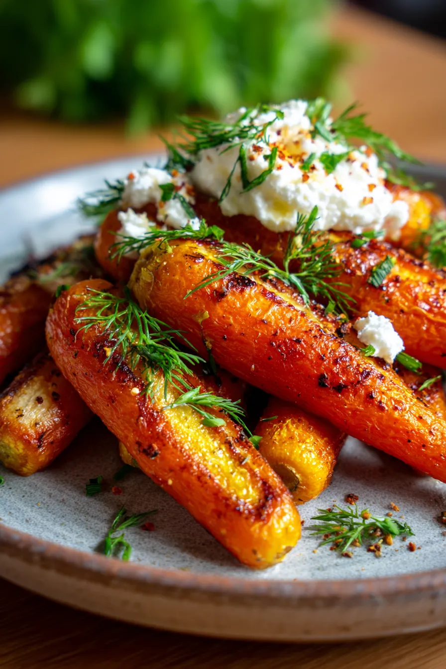 Honey Caramelised Carrots With Whipped Feta-closeup-texture