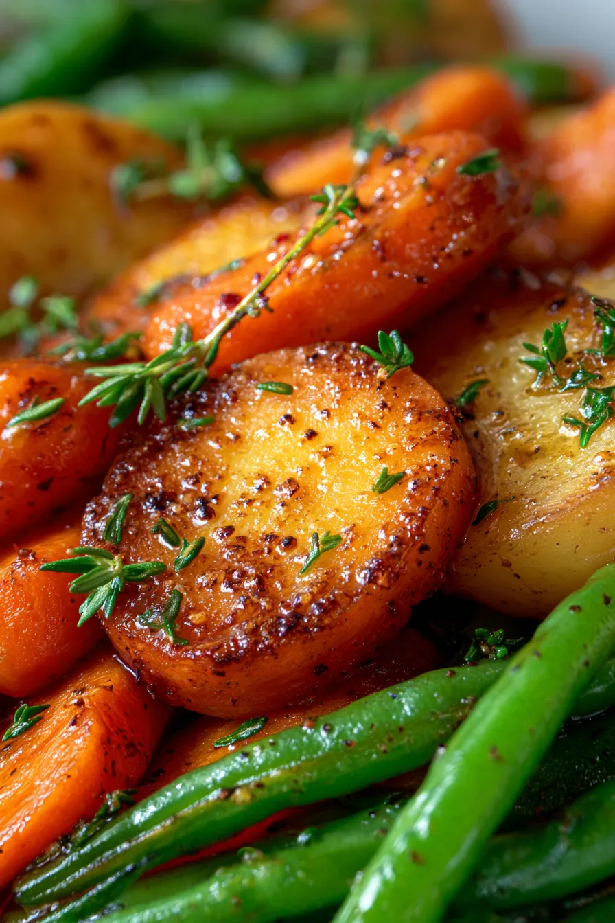 Honey Glazed Carrots Green Beans fresh ingredients