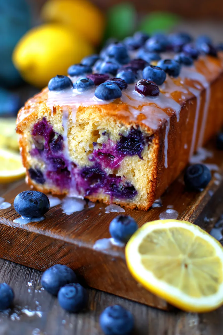 Lemon Blueberry Yogurt Loaf-glaze-drizzle