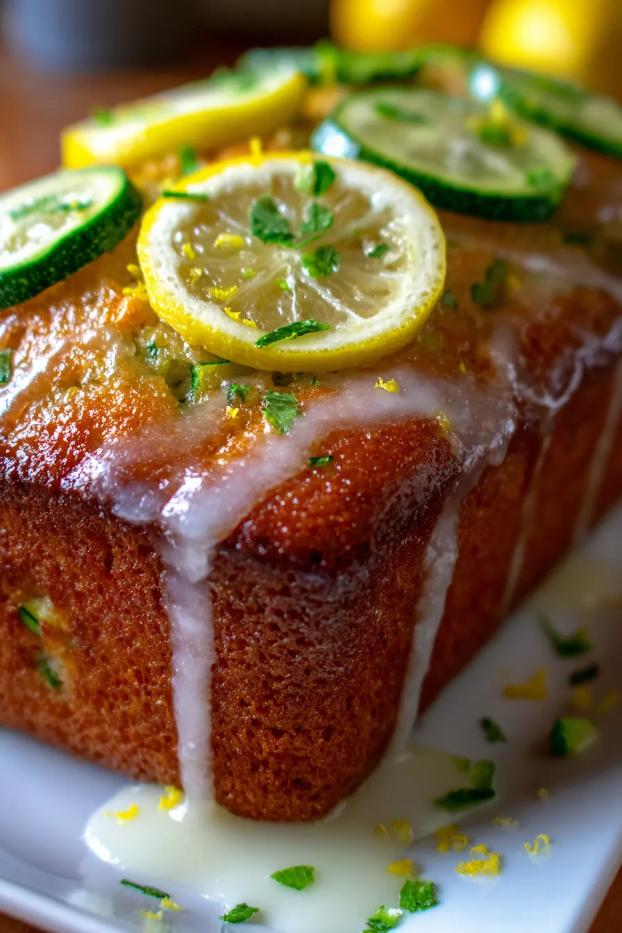 Lemon Zucchini Bread Recipe - Together as Family - glazed bread - overhead