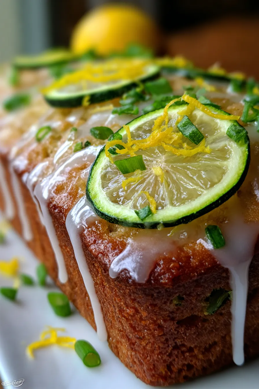Lemon Zucchini Bread Recipe - Together as Family - moist slice - closeup