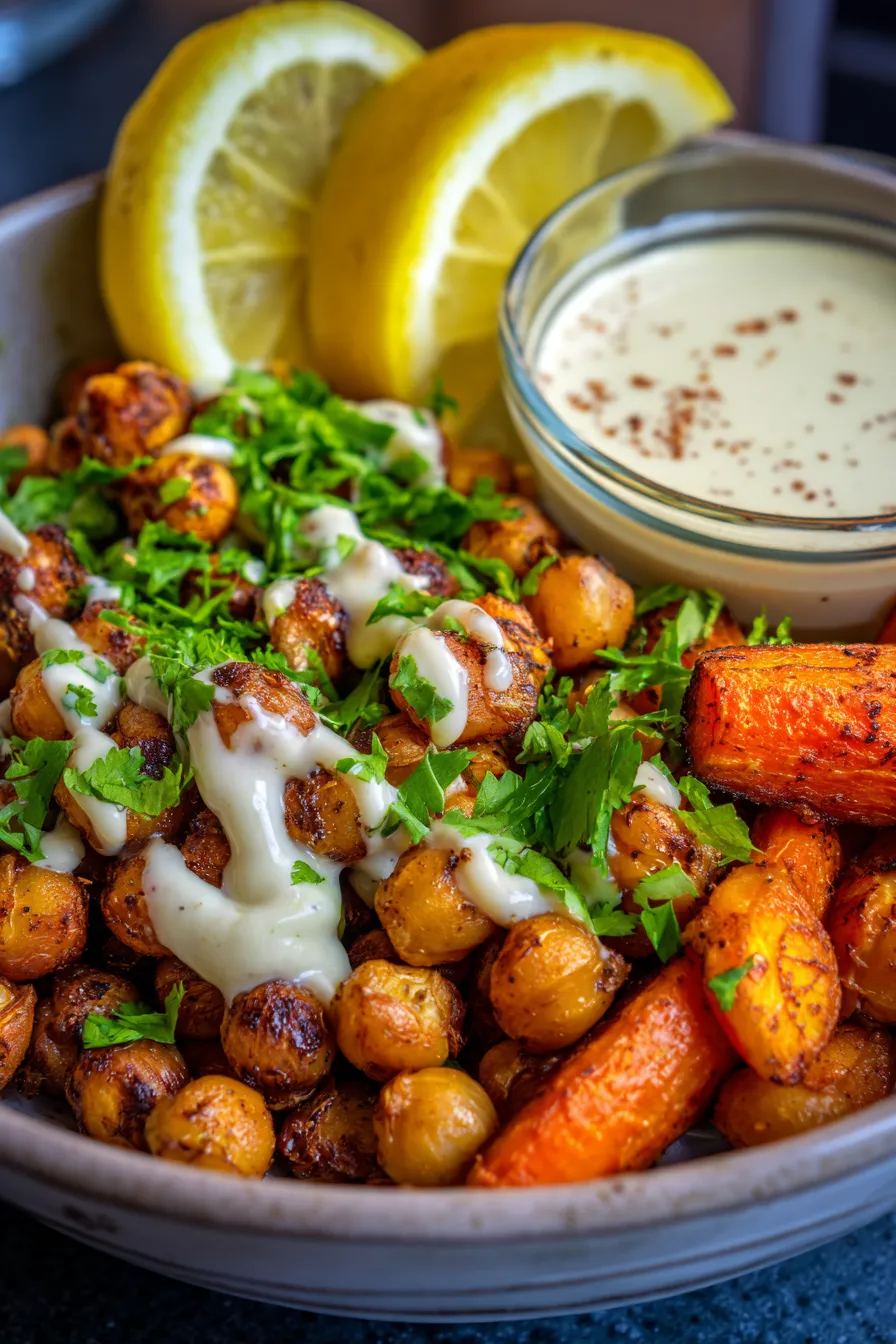 One-Pan Roasted Carrot and Chickpea Bowl-texture-closeup