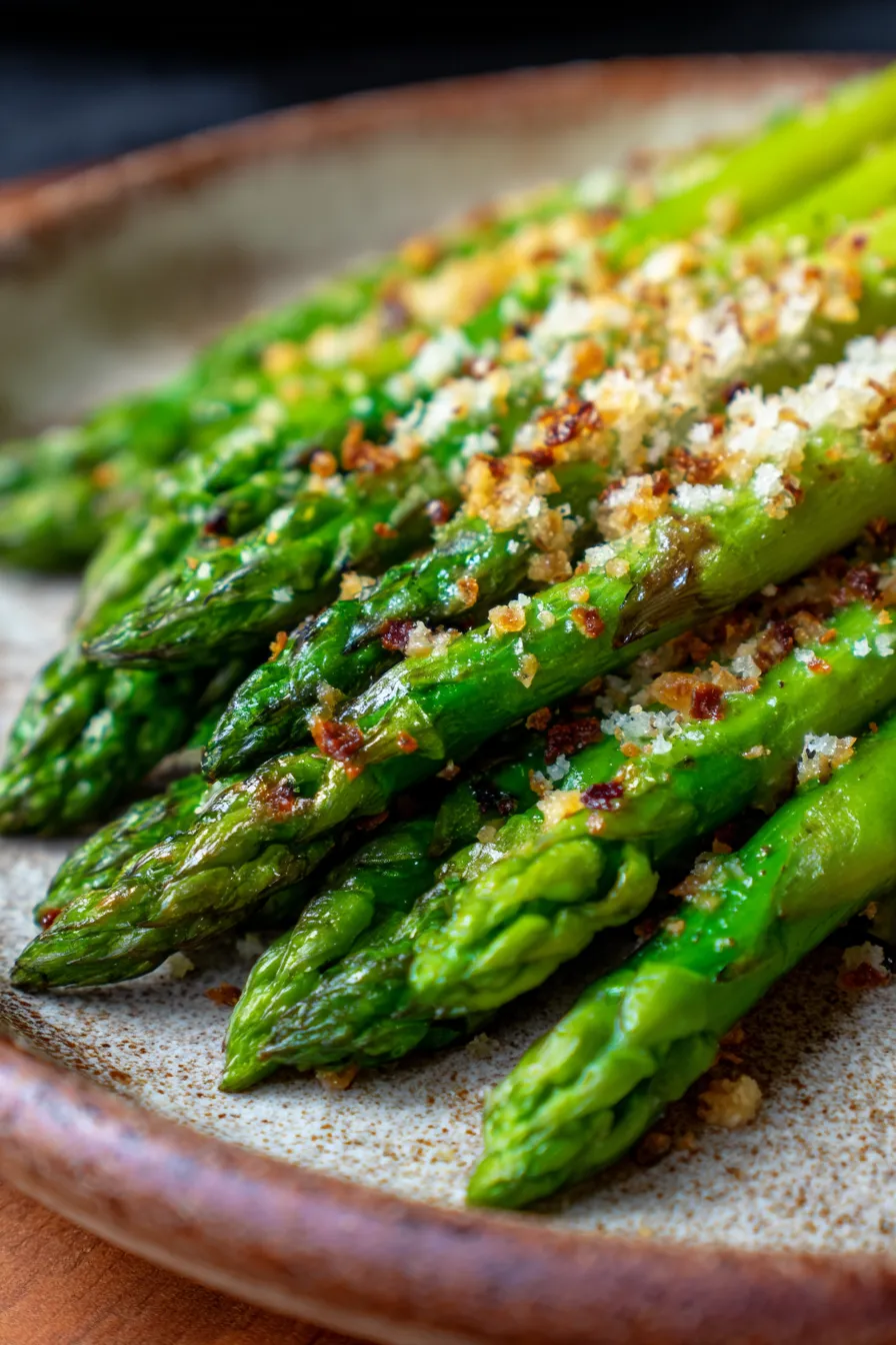 Oven-Baked Asparagus with Garlic and Parmesan-texture-crisp