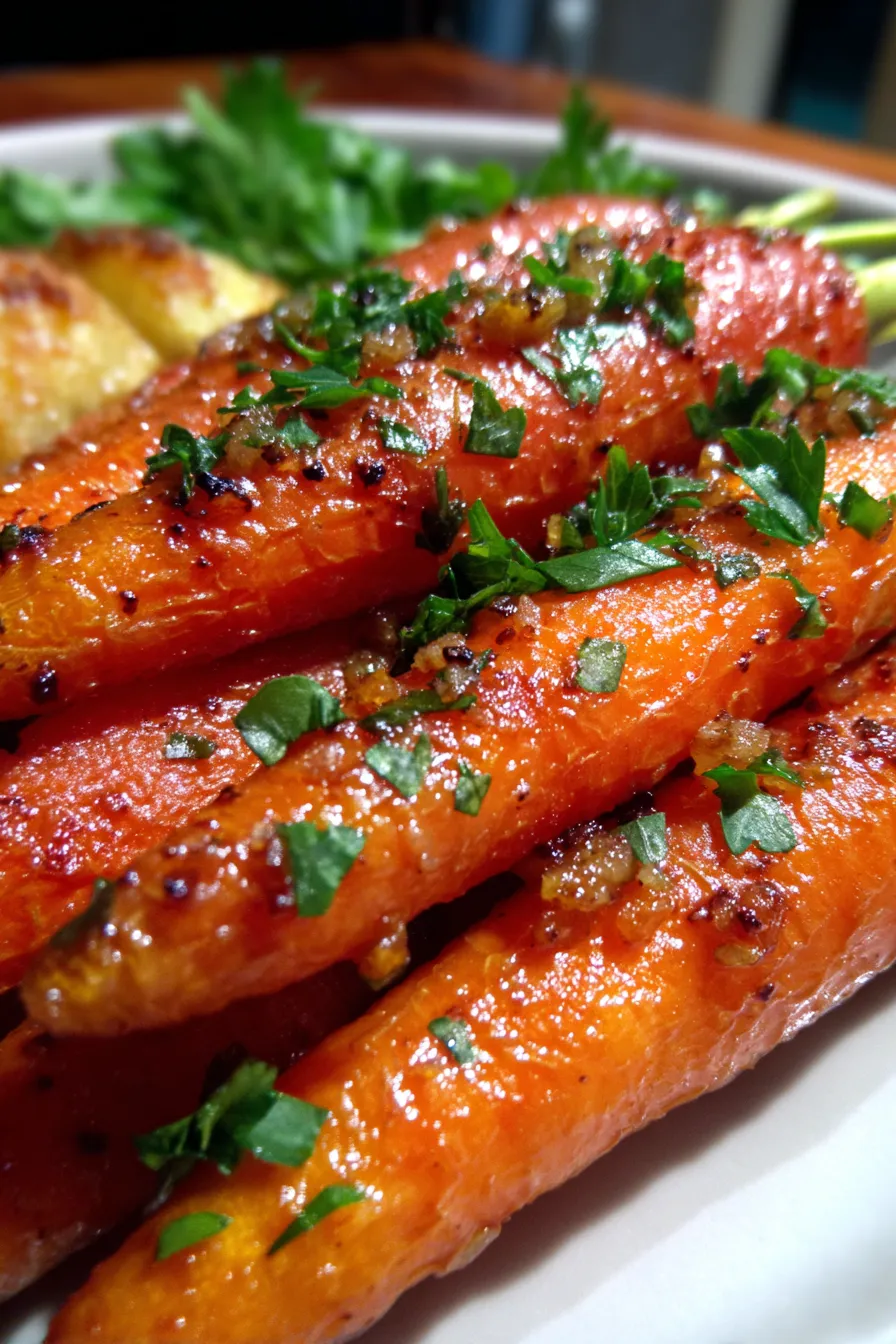 Oven Roasted Honey Garlic Butter Carrots-overhead-spread