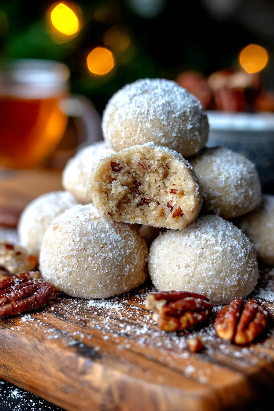 pecan snowball cookies baking sheet