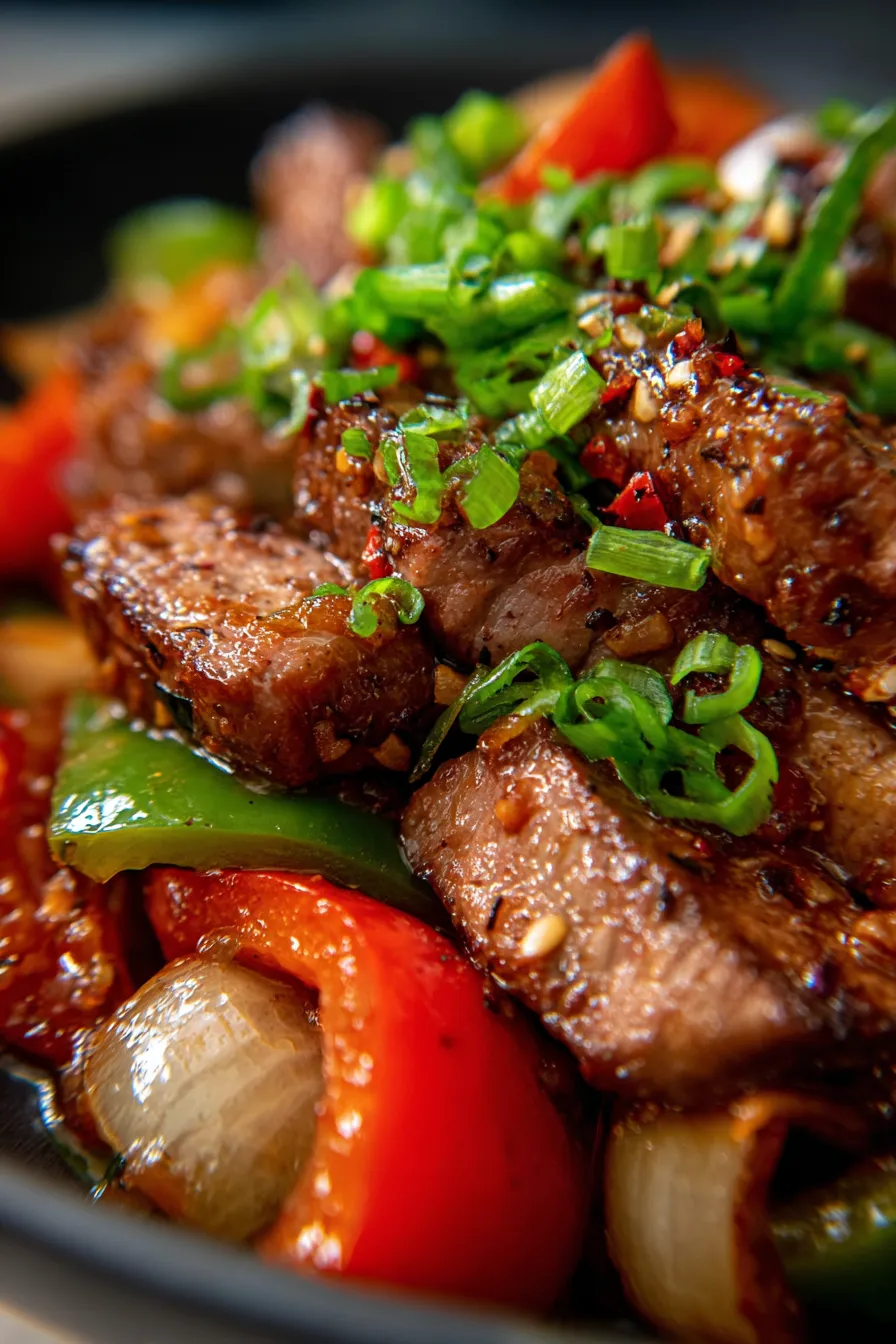 Pepper Steak with Bell Peppers and Onions-sauce-closeup