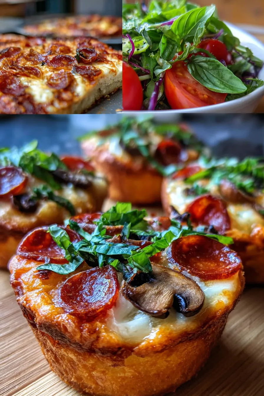 PIZZA CUPCAKES🍕-baked-golden-brown-tray