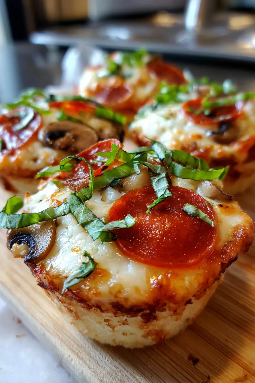 PIZZA CUPCAKES🍕-closeup-cheese-pull