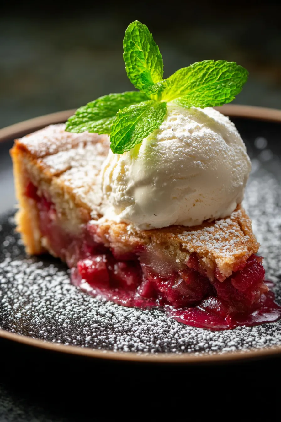 Rhubarb Pudding Cake texture close-up