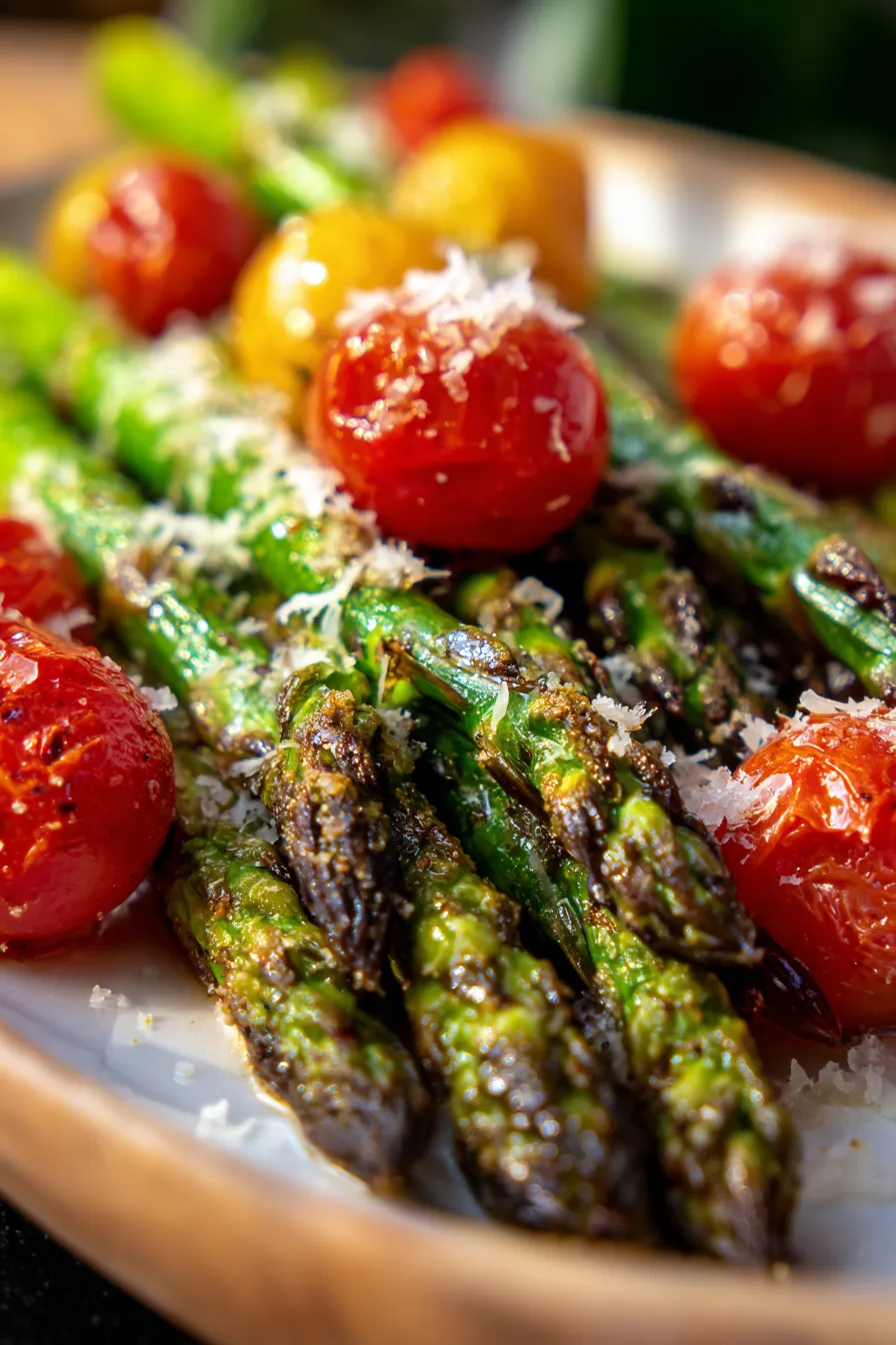 Roasted Asparagus with Parmesan & Tomatoes-healthy-plate