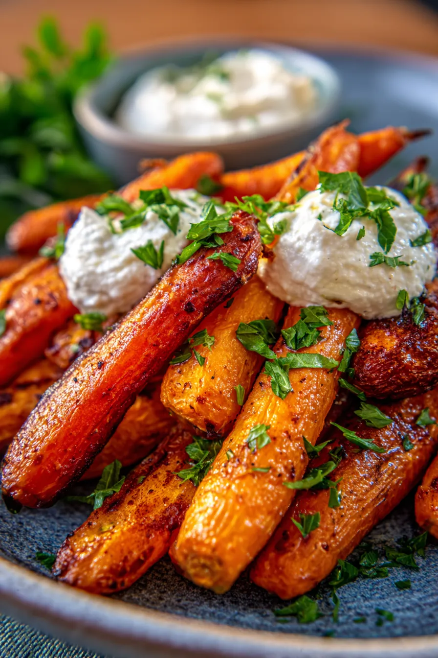Roasted Carrots with Ricotta (Vegan & Dairy-Free)-garnished-fresh