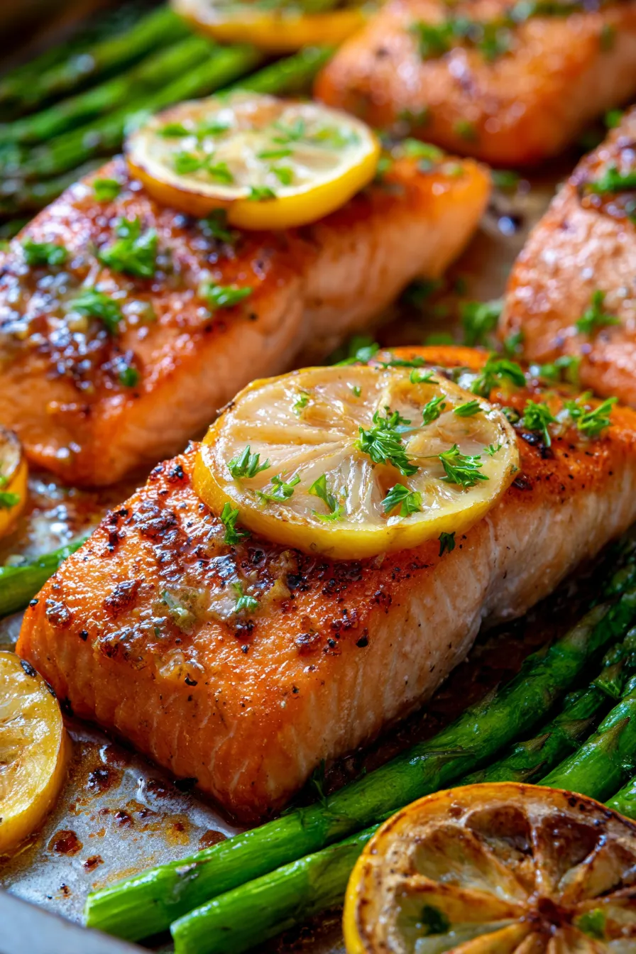 Sheet Pan Lemon Garlic Butter Salmon-serving-plate