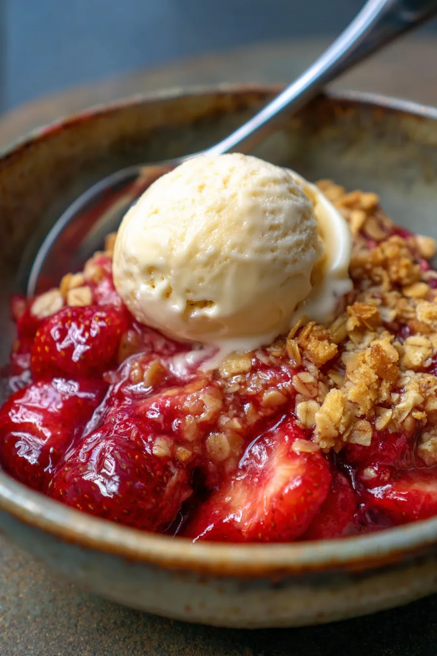 Strawberry Rhubarb Crisp-closeup-texture