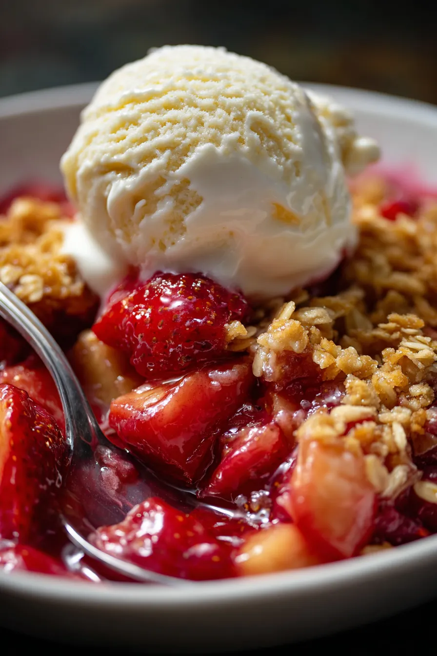strawberry-rhubarb-crisp-serving-icecream