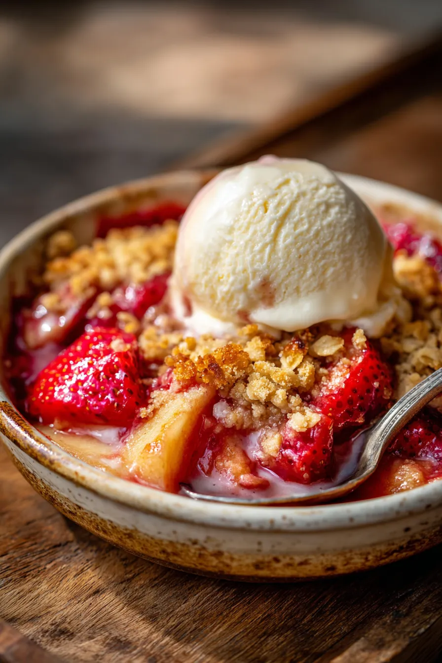 Strawberry Rhubarb Crumble-filling-texture-closeup