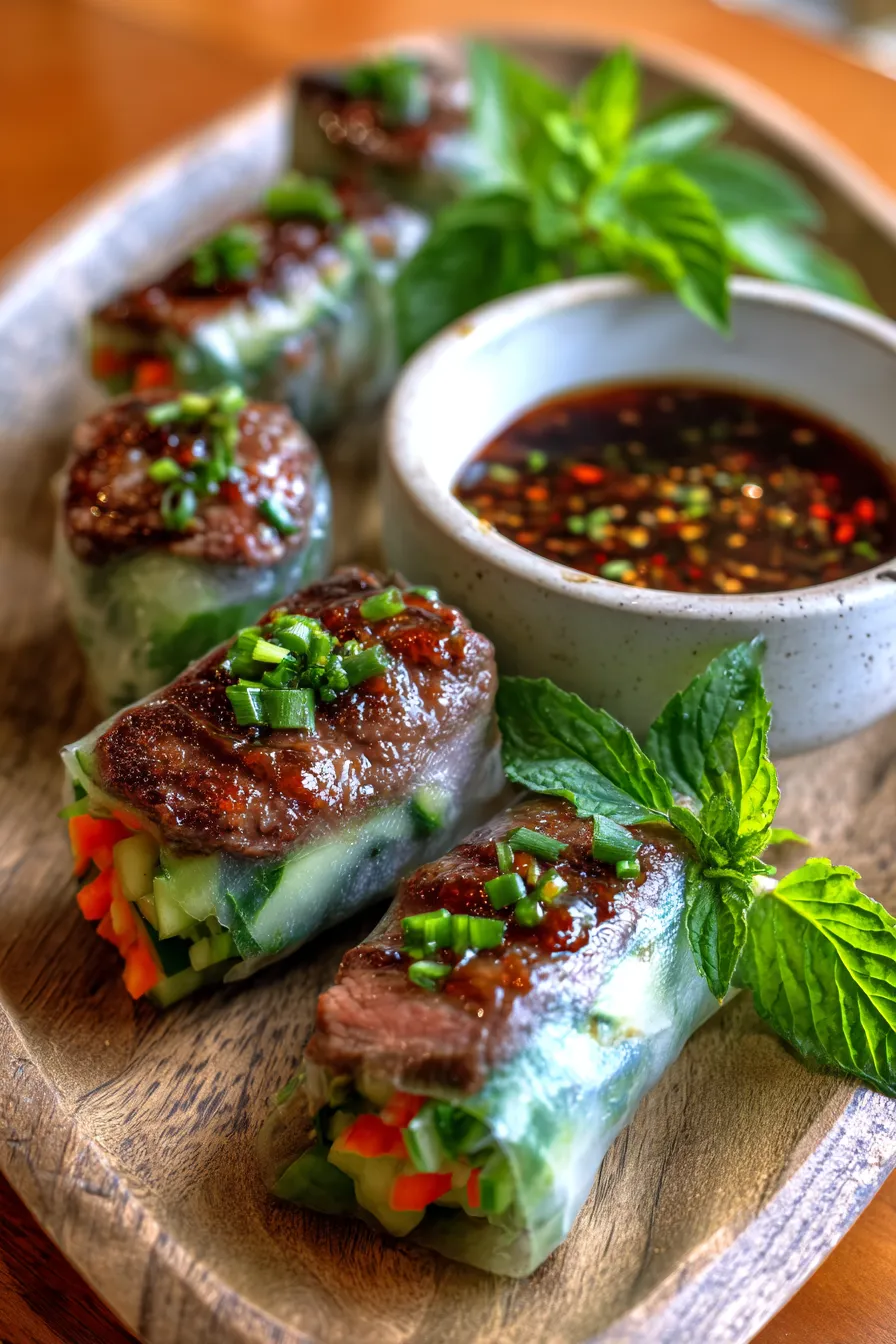 Thai Basil Beef Rolls (Quick Dinner Recipe)-vibrant-colors-side-view