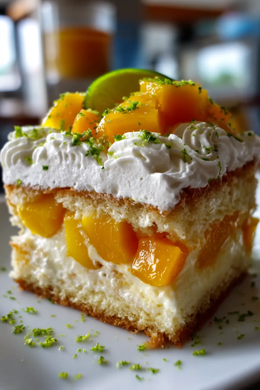 Tres Leches with fresh mango