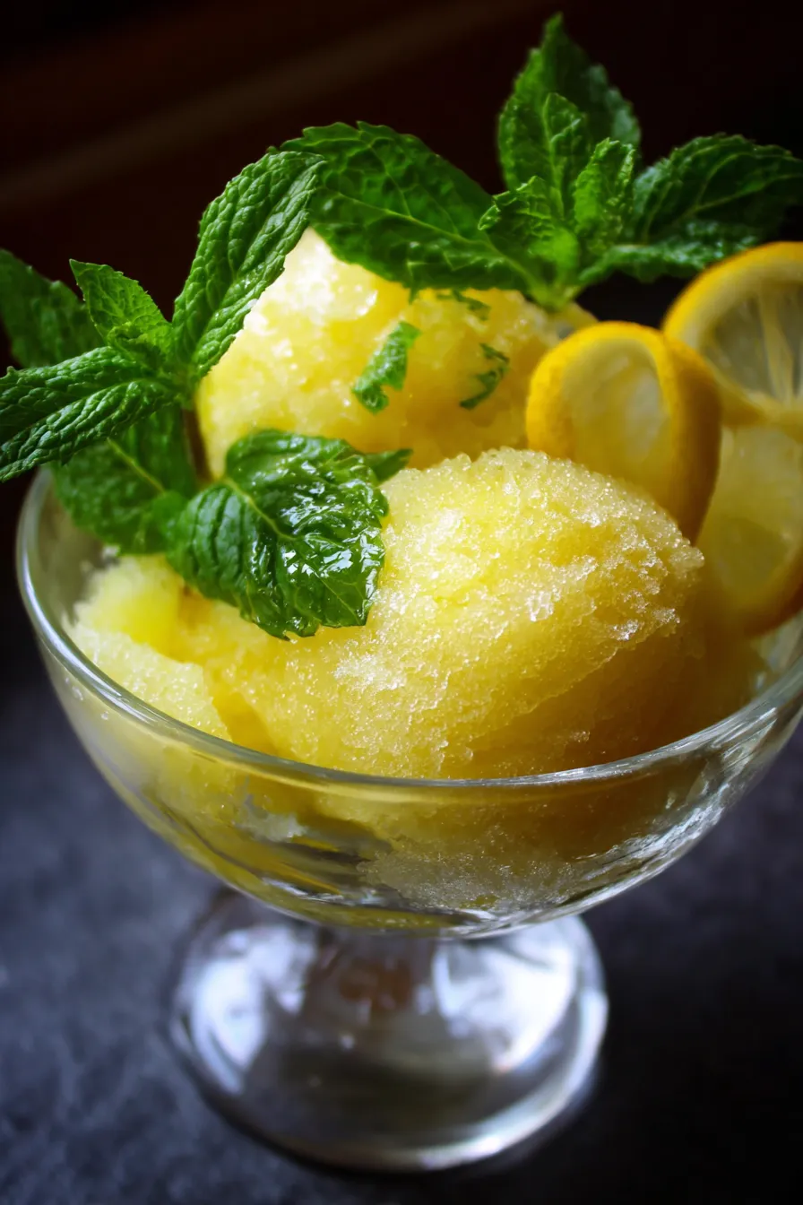 zesty sorbet close-up